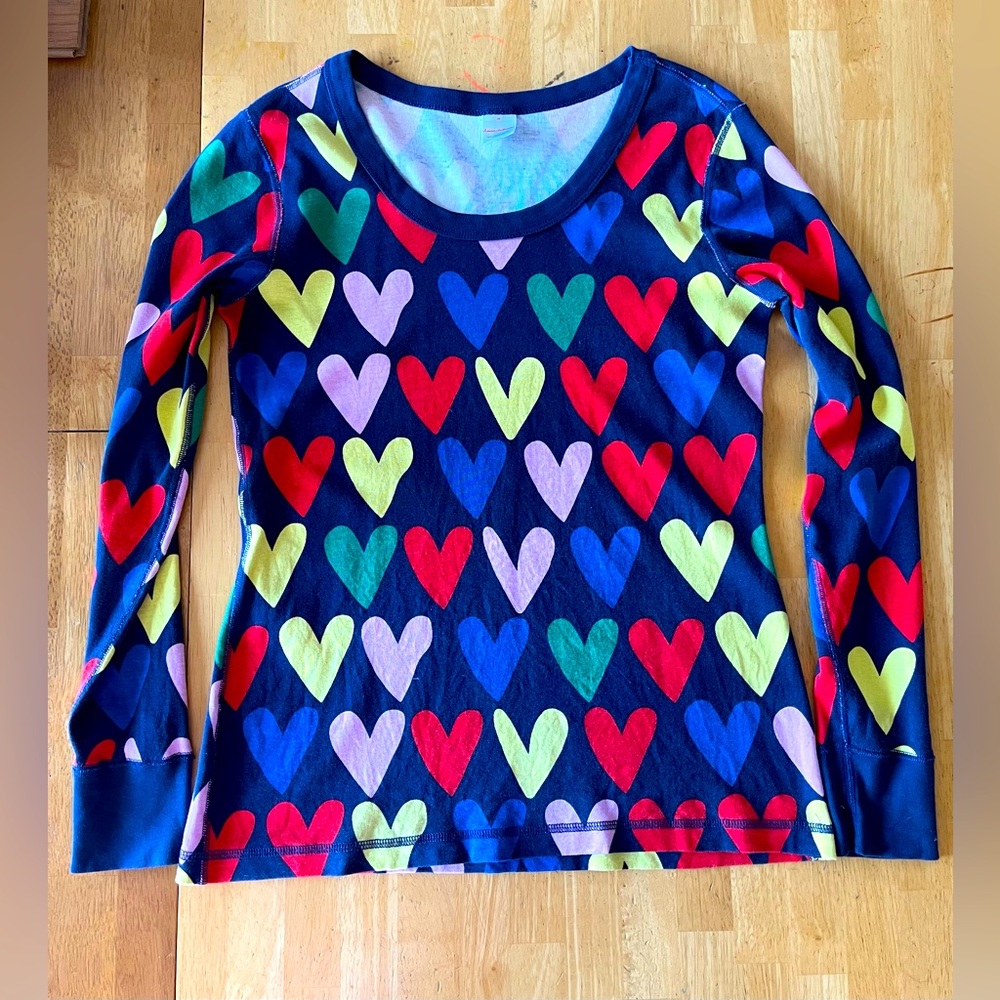 Hanna Andersson Valentine Hearts Top / Pajama Top M